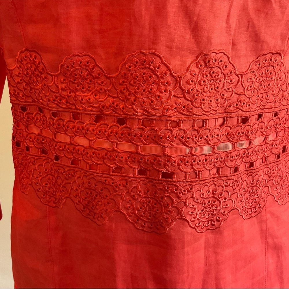 Lino USA Linen Skirt Set NWT Coral Embroidered Resort Set Coastal Midi 2-piece - Picture 4 of 16